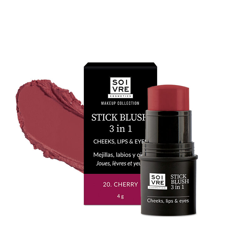 Stick Blush Cherry Soivre Cosmetics - Colorete 3 en 1 para mejillas, labios y ojos