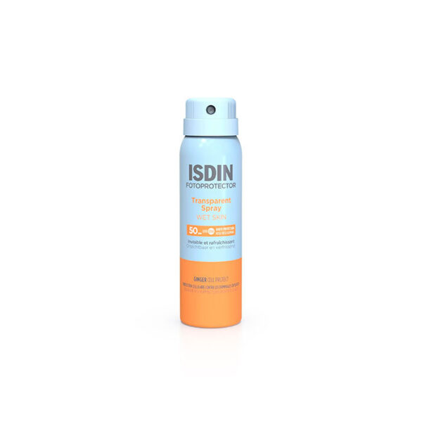 ISDIN Fotoprotector Transparent Spray Wet Skin SPF50 100ml - Protector solar spray transparente para piel húmeda