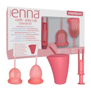 ENNA COPA MENSTRUAL PACK 2 COPAS "CYCLE - EASY CUP" (STARTER KIT) + CAJA ESTERILIZADORA Y APLICADOR