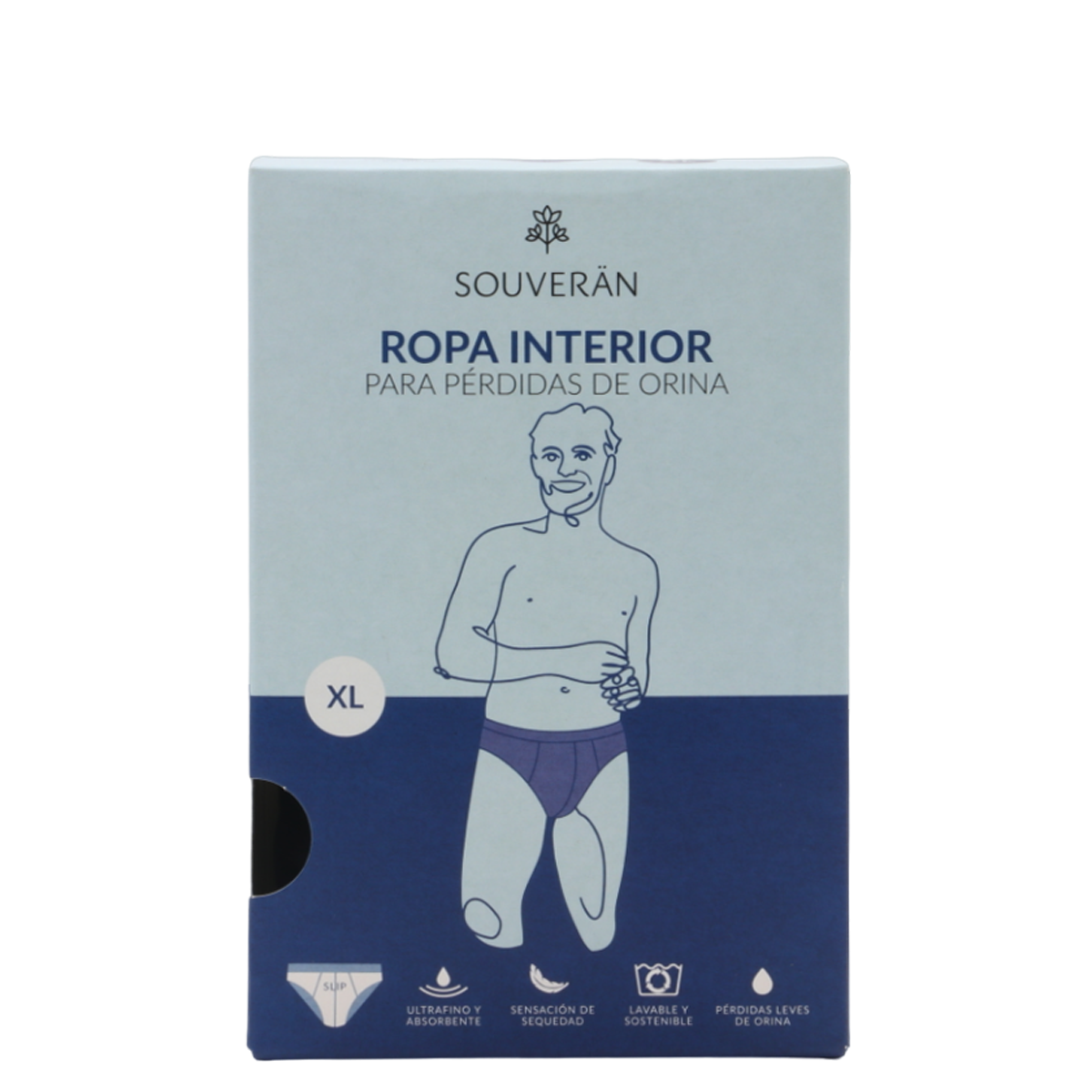 SOUVERAN INCONTINENCIA HOMBRE - SLIP TALLA XXL COLOR NEGRO/ ROPA INTERIOR PARA PÉRDIDAS DE ORINA